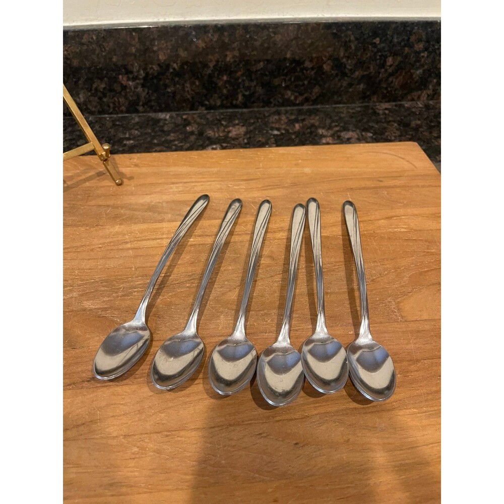 6 Capri Long Iced Tea Spoons Stainless Steel